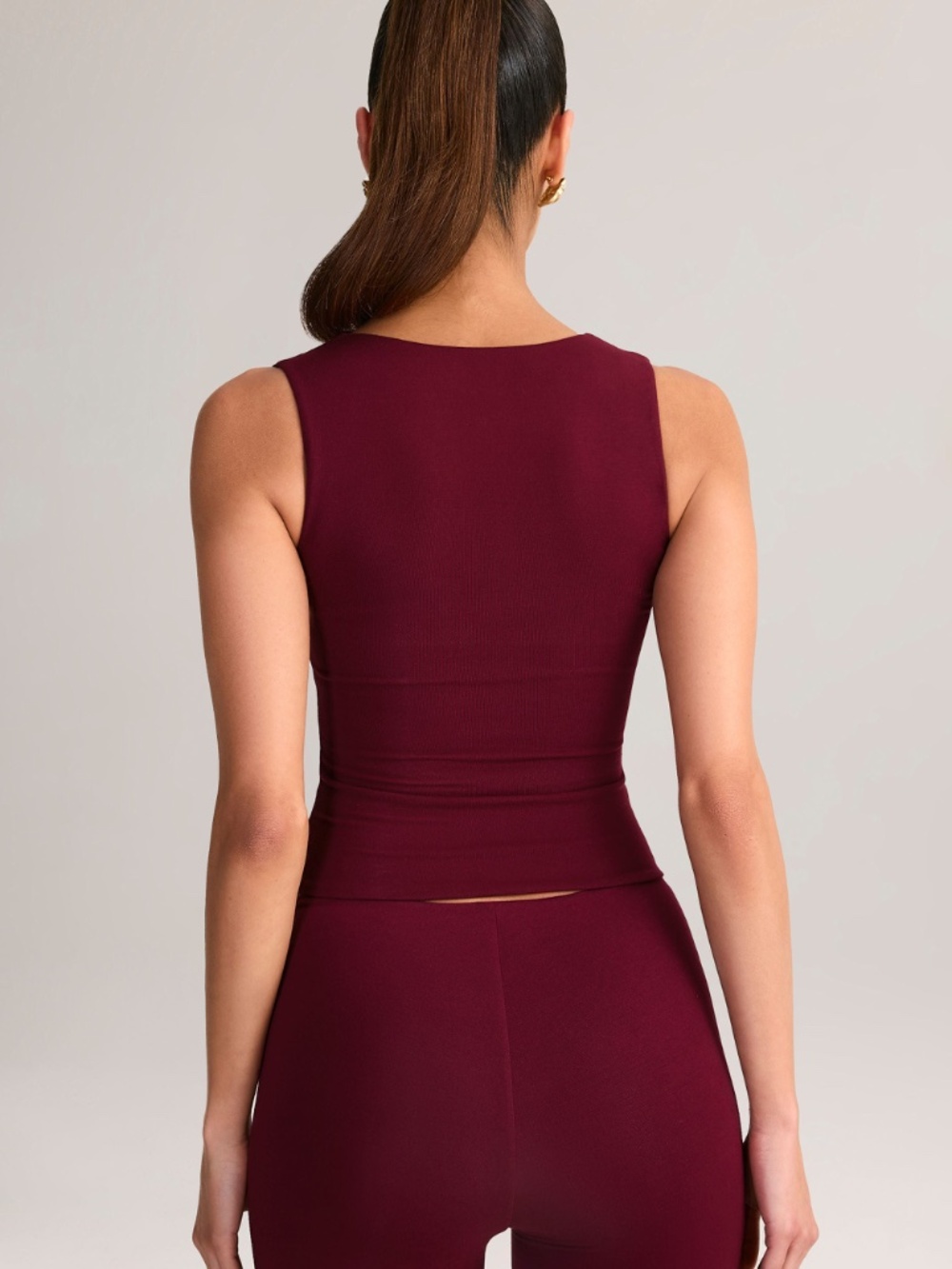 Oh Polly Modal Square-Neck Top in Wine Size XSXS - Picture 2 of 3